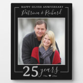 25. Silver Wedding Anniversary Foto Black Fotoplatte (Vorderseite)