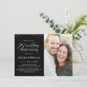 25. Silver Wedding Anniversary Foto Party Einladun Einladung (Stehend Vorderseite)