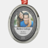 25. Silver Wedding Anniversary Foto Weihnachten Ornament Aus Metall (Links)