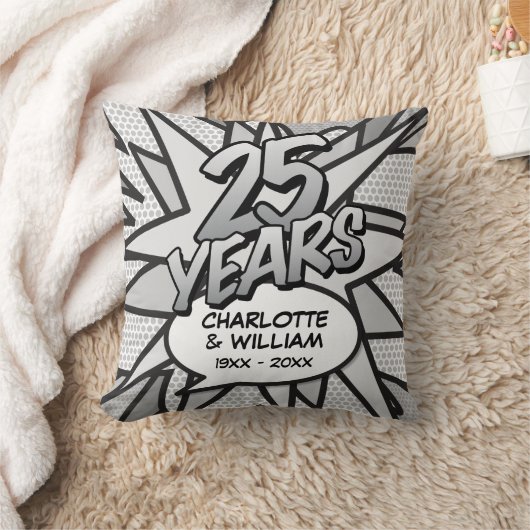 25. Silver Wedding Anniversary Fun Comic Book Kissen (Decke)