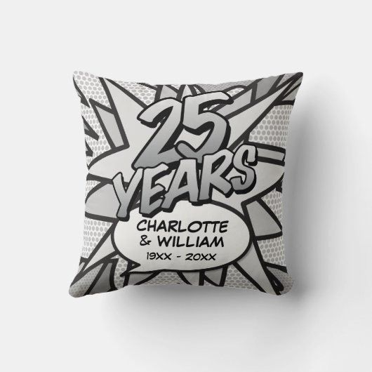 25. Silver Wedding Anniversary Fun Comic Book Kissen (Rückseite)