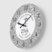 25. Silver Wedding Anniversary Glitzer Religious Große Wanduhr (Winkel)