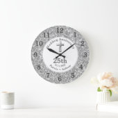 25. Silver Wedding Anniversary Glitzer Religious Große Wanduhr (Zuhause)