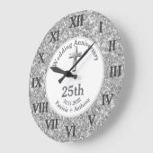 25. Silver Wedding Anniversary Glitzer Religious Große Wanduhr (Winkel)