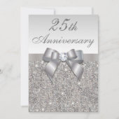 25. Silver Wedding Anniversary Imitate Sequins & B Einladung (Vorderseite)
