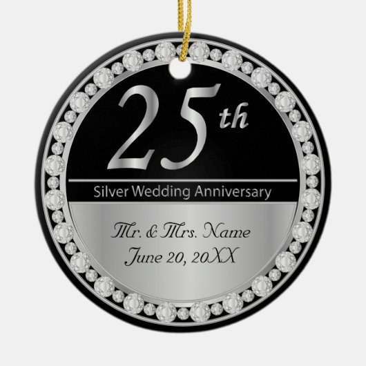 25. Silver Wedding Anniversary Keepake Keramikornament (Vorne)