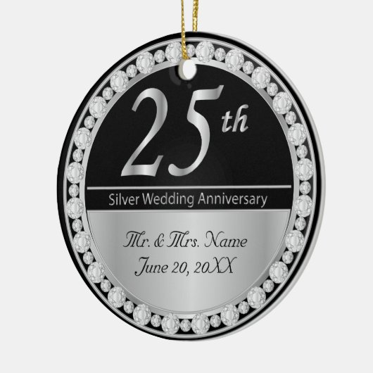 25. Silver Wedding Anniversary Keepake Keramikornament (Links)