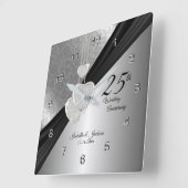 25. Silver Wedding Anniversary Keepake Quadratische Wanduhr (Winkel)