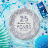 25. Silver Wedding Anniversary Paisley Pattern Pappteller (Party)