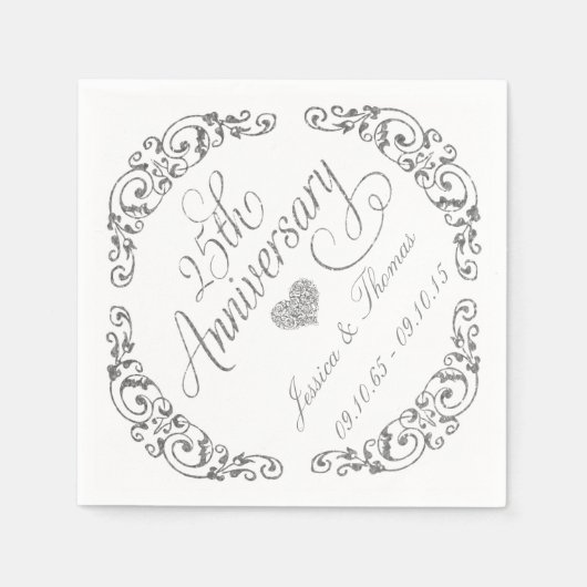 25. Silver Wedding Anniversary Paper Napkins Serviette (Vorderseite)
