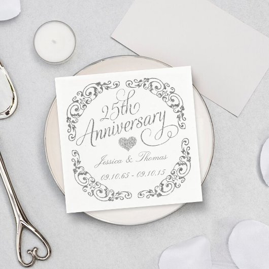25. Silver Wedding Anniversary Paper Napkins Serviette