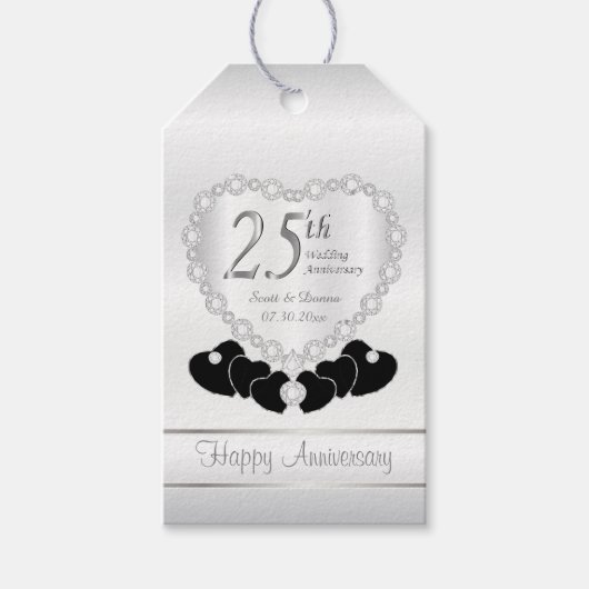25. Silver Wedding Anniversary Pattern Geschenkanhänger (Vorderseite)
