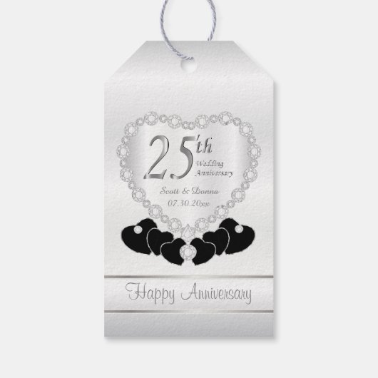 25. Silver Wedding Anniversary Pattern Geschenkanhänger (Rückseite)