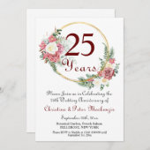 25. Silver Wedding Anniversary Rose Gold Frame Einladung (Vorne/Hinten)