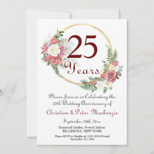 25. Silver Wedding Anniversary Rose Gold Frame Einladung