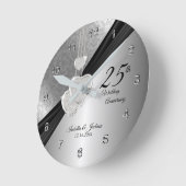 25. Silver Wedding Anniversary Sake Design Runde Wanduhr (Winkel)