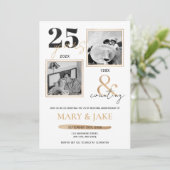 25. Silver Wedding Anniversary Then & Now 25 Einladung (Stehend Vorderseite)