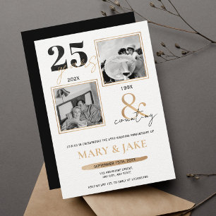 25. Silver Wedding Anniversary Then & Now 25 Einladung