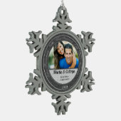 25. Silver Wedding Annivsersary Foto Schneeflocken Zinn-Ornament (Links)