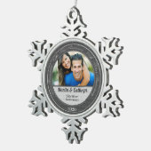 25. Silver Wedding Annivsersary Foto Schneeflocken Zinn-Ornament (Rechts)