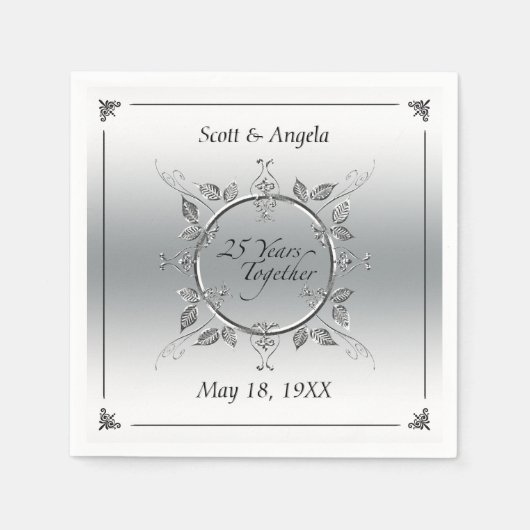 25. Silver Wedding Jubiläum | 25 Jahre Elegant Serviette (Vorderseite)