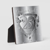 25. Silver Wedding Jubiläum 3D Herz Emblem Fotoplatte (Vorderseite)