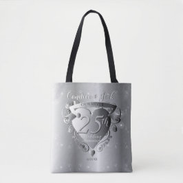 25. Silver Wedding Jubiläum 3D Herz Emblem Tasche