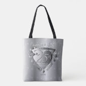 25. Silver Wedding Jubiläum 3D Herz Emblem Tasche (Rückseite)