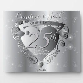 25. Silver Wedding Jubiläum 3D Herzemblem Pl Fotoplatte