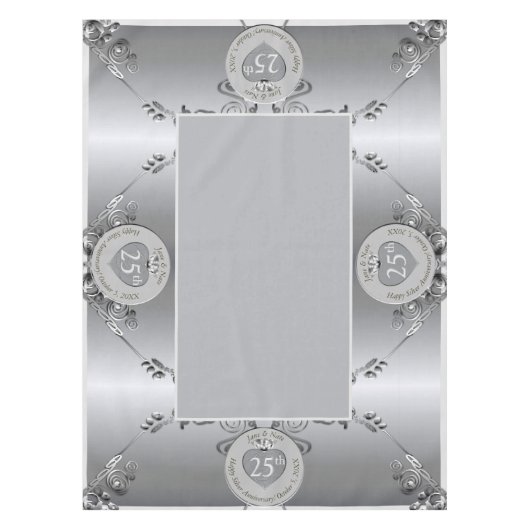 25. Silver Wedding Jubiläum 52"x70" Tabletecloth Tischdecke (Vorderseite)