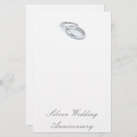 25. Silver Wedding Jubiläum Briefpapier (Vorne/Hinten)