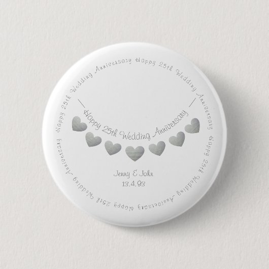 25. Silver Wedding Jubiläum bunting Design Button (Vorderseite)