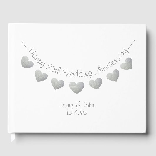 25. Silver Wedding Jubiläum bunting Design Gästebuch (Vorderseite)
