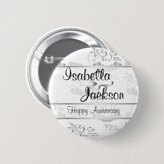 25. Silver Wedding Jubiläum Button (Vorne & Hinten)
