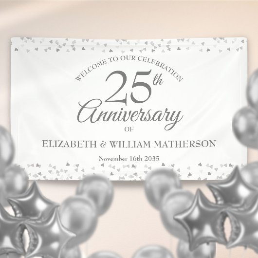25. Silver Wedding Jubiläum Confetti Willkommen Banner