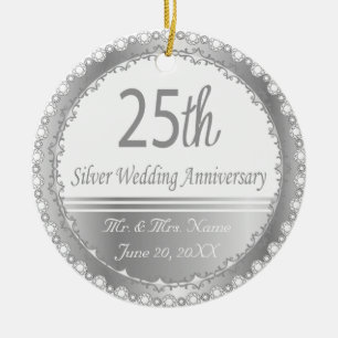 25. Silver Wedding Jubiläum Design Keramikornament
