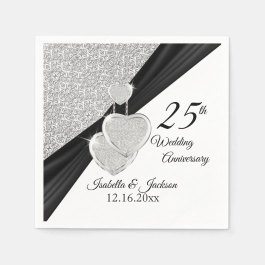 25. Silver Wedding Jubiläum Design Serviette (Vorderseite)