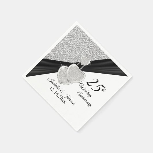 25. Silver Wedding Jubiläum Design Serviette (Ecke)