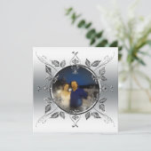 25. Silver Wedding Jubiläum Foto hinzufügen Einladung (Stehend Vorderseite)