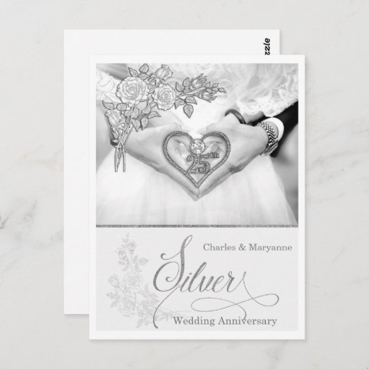 25. Silver Wedding Jubiläum für Paar Postkarte (Vorne/Hinten)
