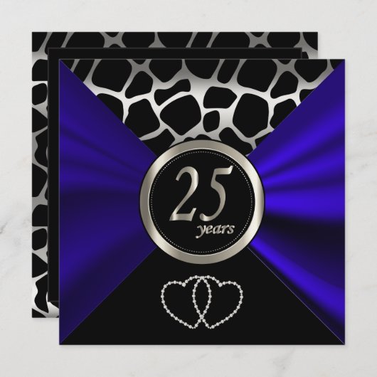 25. Silver Wedding Jubiläum | Giraffenmuster Einladung (Vorne/Hinten)