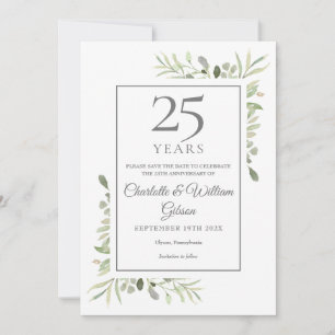 25. Silver Wedding Jubiläum Grün Save The Date