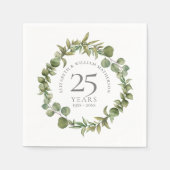 25. Silver Wedding Jubiläum Grüne Blumen Serviette (Vorderseite)
