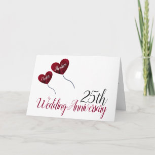 25. Silver Wedding Jubiläum Herzballon Karte