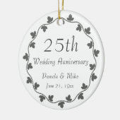 25. Silver Wedding Jubiläum Ivy Wreath Keramik Ornament (Links)