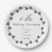 25. Silver Wedding Jubiläum Ivy Wreath Pappteller (Vorderseite)