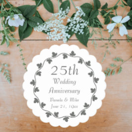 25. Silver Wedding Jubiläum Ivy Wreath Untersetzer
