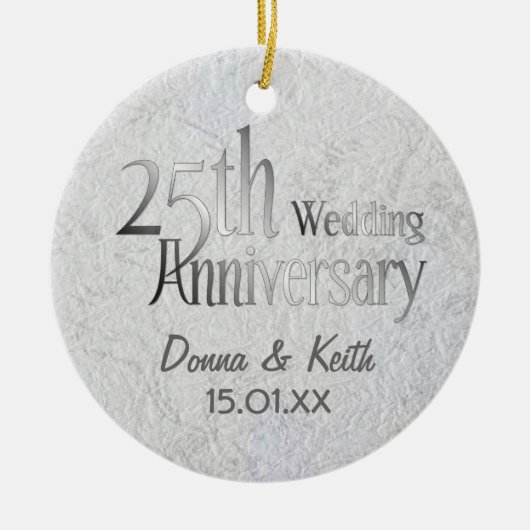 25. Silver Wedding Jubiläum Keramik Ornament (Vorne)