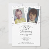 25. Silver Wedding Jubiläum Kinder-Fotos Einladung (Vorderseite)