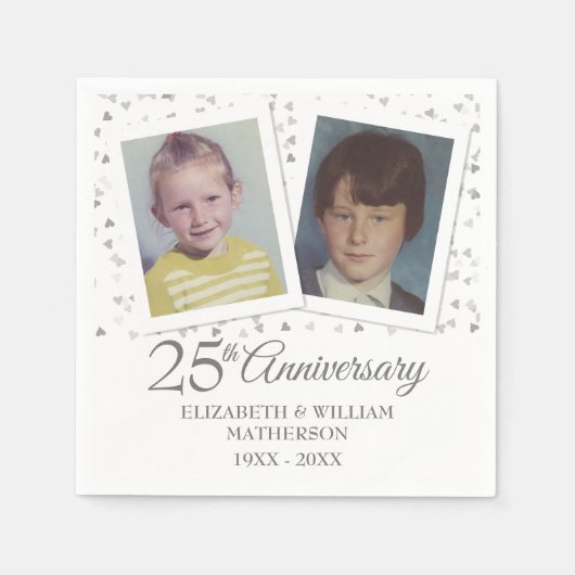 25. Silver Wedding Jubiläum Kinder-Fotos Serviette (Vorderseite)